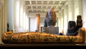 The Mummy of Tamut, a temple singer around 900 BC, is shown during a press conference at the British Museum in London, April 9, 2014.