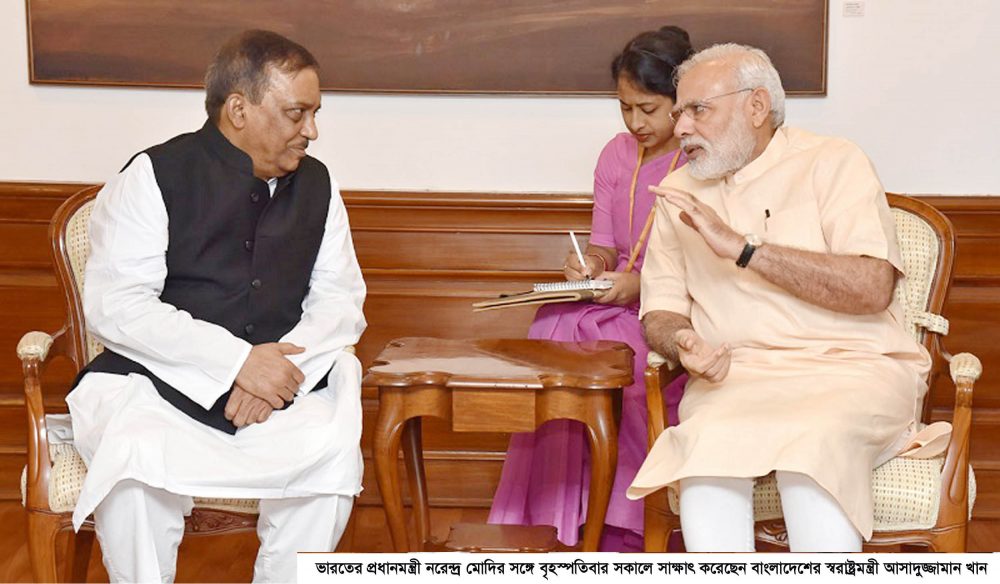 The Home Minister of Bangladesh, Mr. Asaduzzaman Khan calls on the Prime Minister, Shri Narendra Modi, in New Delhi on July 28, 2016.